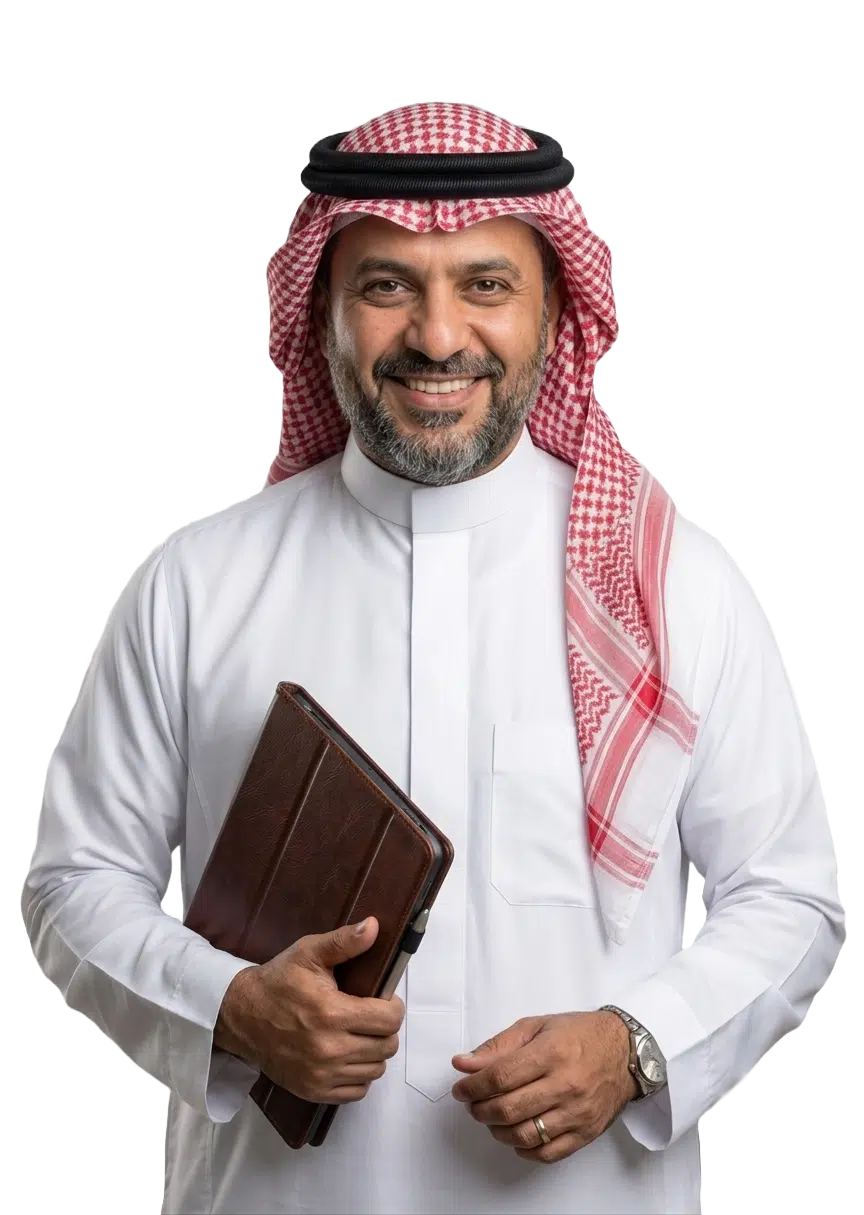 صورة الواجهة الرئيسية لموقع ديجي كرافت تظهر رجل أعمال سعودي وشعار شركة تسويق رقمي بالرياض مع إحصائيات النجاح