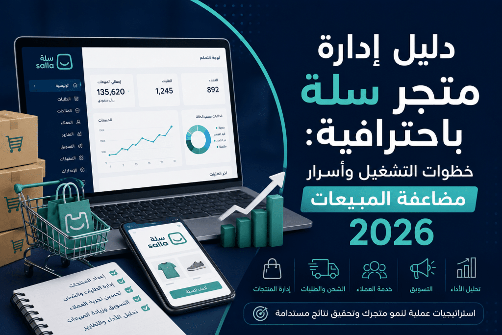 دليل إدارة متجر سلة باحترافية: خطوات التشغيل وأسرار مضاعفة المبيعات 2026
