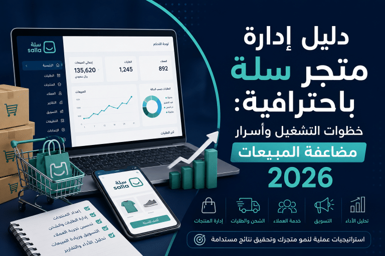 دليل إدارة متجر سلة باحترافية: خطوات التشغيل وأسرار مضاعفة المبيعات 2026
